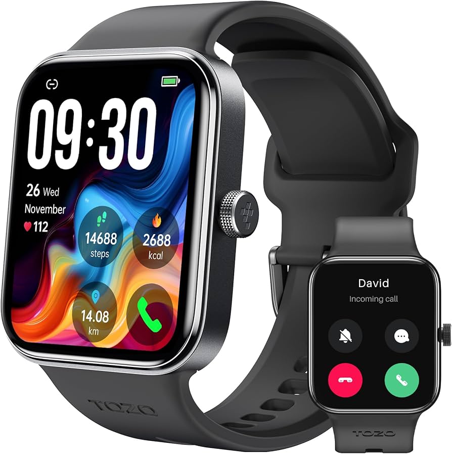 TOZO S4 Touchscreen Smart Watch with Alexa built-in Fitness Tracker (Black)