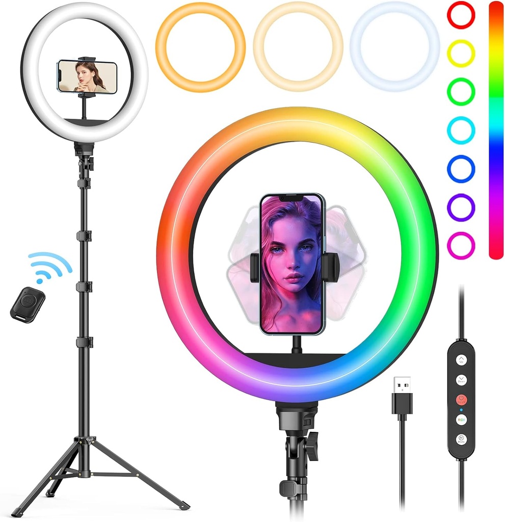 Weilisi 10" Ring Light with 72'' Stand & 38 Color Modes