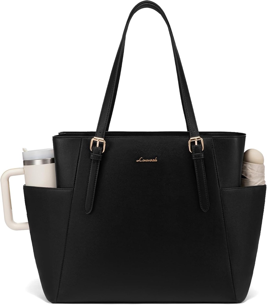 LOVEVOOK Laptop Tote Bag for Women 17.3" - Black