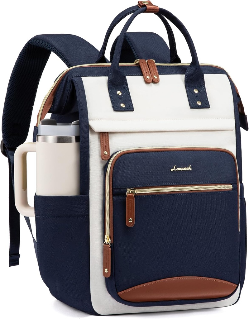 LOVEVOOK Waterproof Computer Backpack 15.6" - Dark Blue / Beige