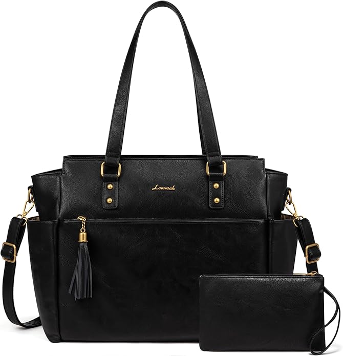 LOVEVOOK Laptop Tote Bag for Women 17.3" - Black