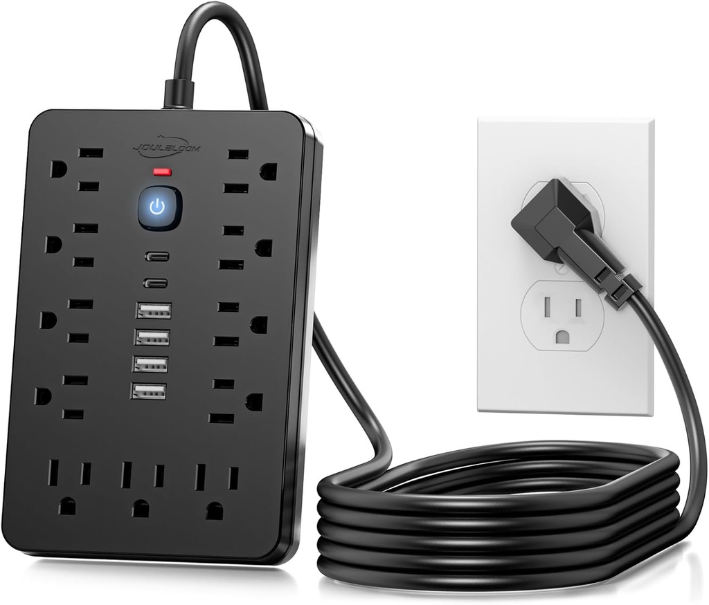 JouleLoom 6' Flat Plug Surge Protector Power Strip