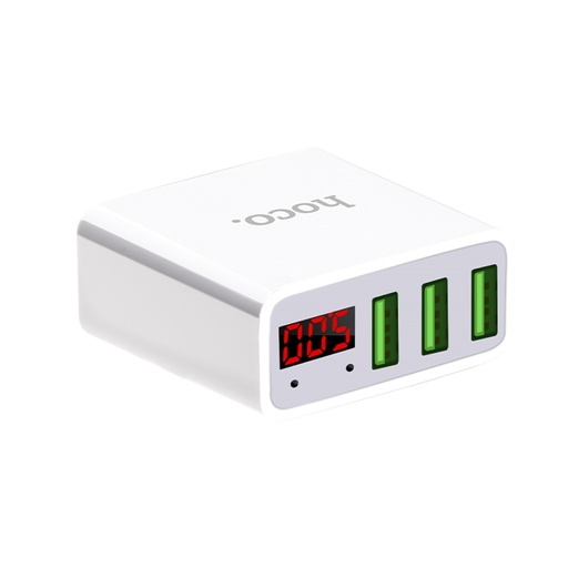 [C15 WHT] HOCO C15 USBx3 Wall Charger White