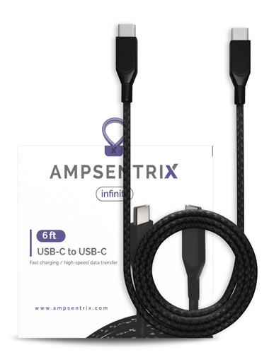 [107085008839] AmpSentrix USB-C to USB-C 6ft (Infinity)(Black)