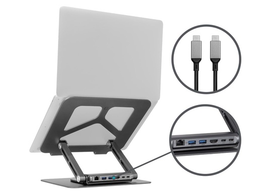 [44729] Monoprice 6-in-1 Z-Fold Laptop Stand and USB-C Docking Station