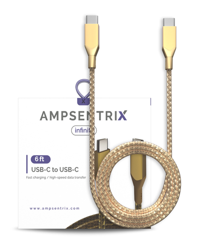 [107085008841] AmpSentrix USB-C to USB-C 6ft (Infinity)(Gold)