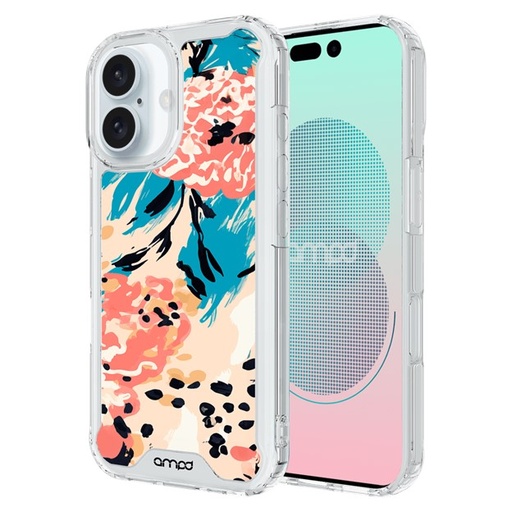 [AA-IPH16-HDPRINT-BLUFLWR] AMPD  MagSafe  Case iPhone 16 - Blue  Blossom