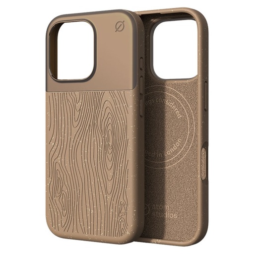 [AS10119142100] Atom Studios Split Wood Fiber MagSafe iPhone 16 Pro -Taupe Wood