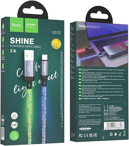 [U112-C8818] HOCO U112 Shine charging data cable for Type-C