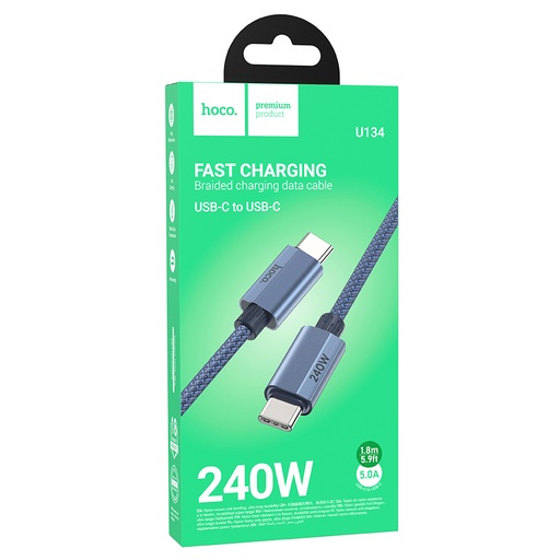 [U134-240W] HOCO U134 240W charging data cable Type-C to Type-C(L=1.8M) Blue