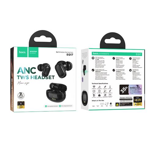 [EQ17-BLK] HOCO EQ17 Wireless ANC BT Headset - Midnight Black
