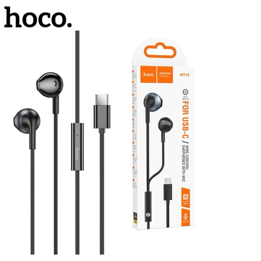 [M115-BLK] HOCO M115 Sagacious Universal earphones with microphone Type-C