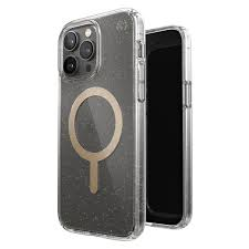 [150092-9221] Speck Presidio Perfect Clear MagSafe Case for iPhone 14 Pro Max Gold Glitter