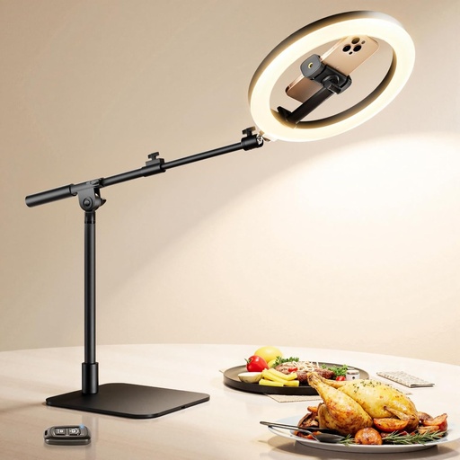 [F01] 10" Adjustable Overhead Phone Mount Ring Light Tripod