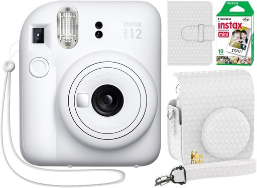 [MINI12CWPHUS] Fujifilm Instax Mini 12 Instant Camera Bundle - Clay White