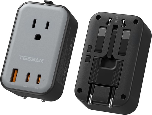 [NT009-US] TESSAN International Power Adapter PD 20W  2 USB-C 1 USB-A
